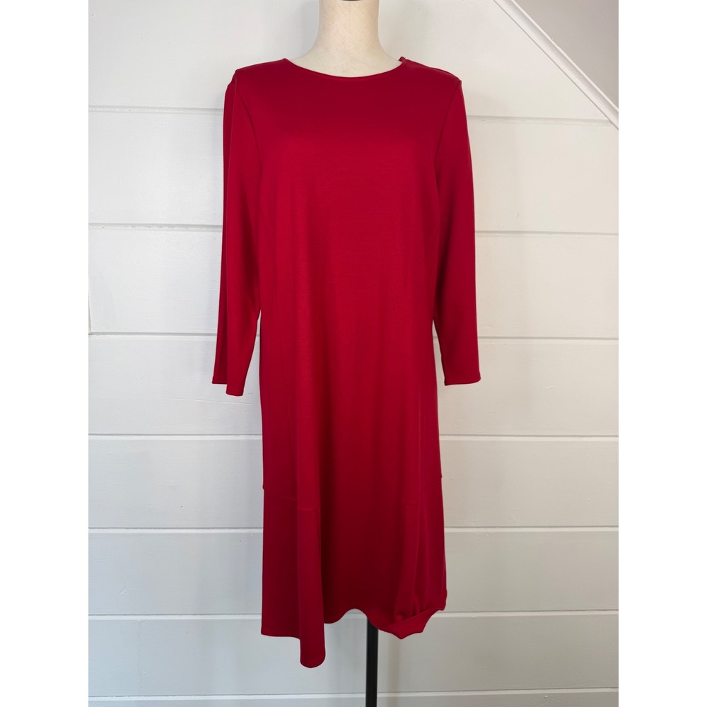 J.Jill Ponte Dress Large True Red‎ Midi Shift Dress NEW